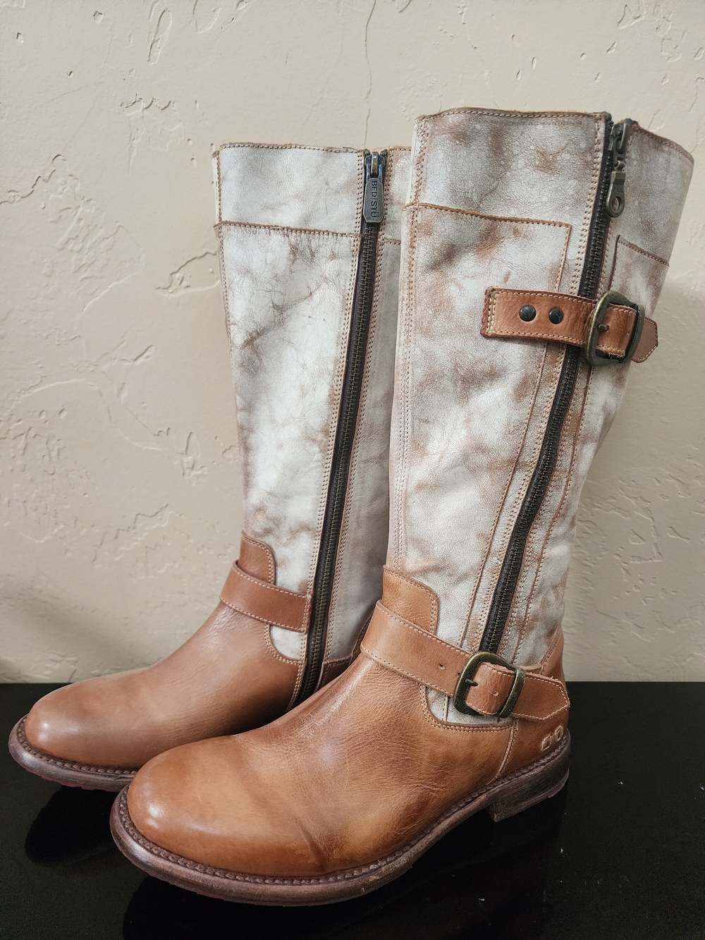 Wesc Brown & Cream Two-Tone Leather Riding Boots